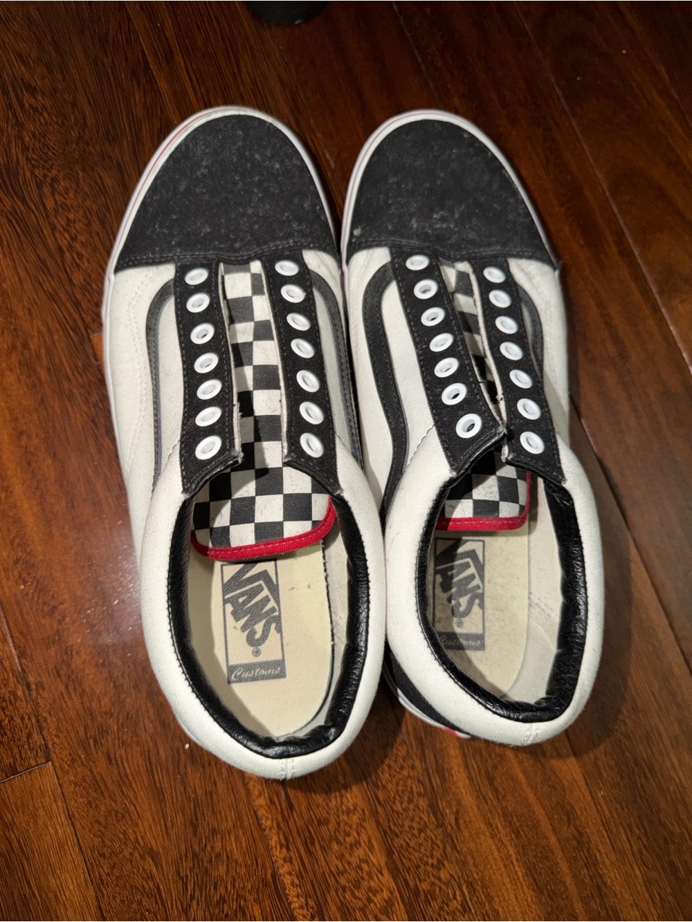 Vans Black & White Checkerboard Low-Top Sneakers NO LACES
